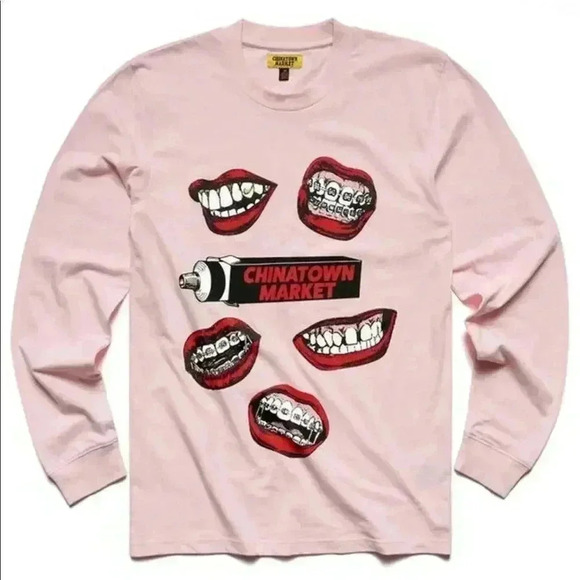 CHINATOWN MARKET NWT MOUTH LONG-SLEEVE TEE  - Picture 8 of 12
